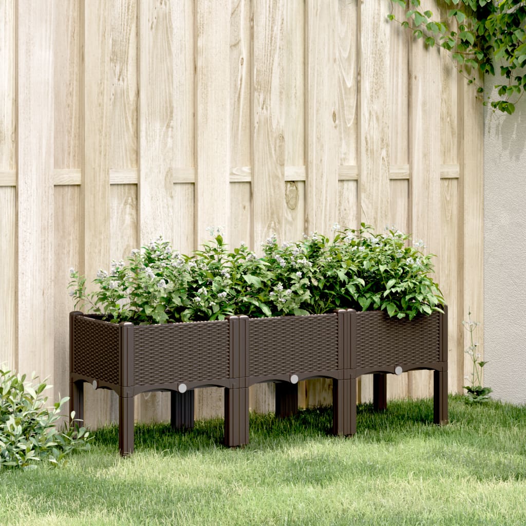 Vidaxx Pflanzgefäß mit Beinen 120x40x42 cm Polypropylen braun