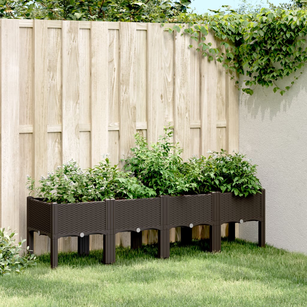 Vidaxx Pflanzgefäß mit Beinen 160x40x42 cm Polypropylen braun