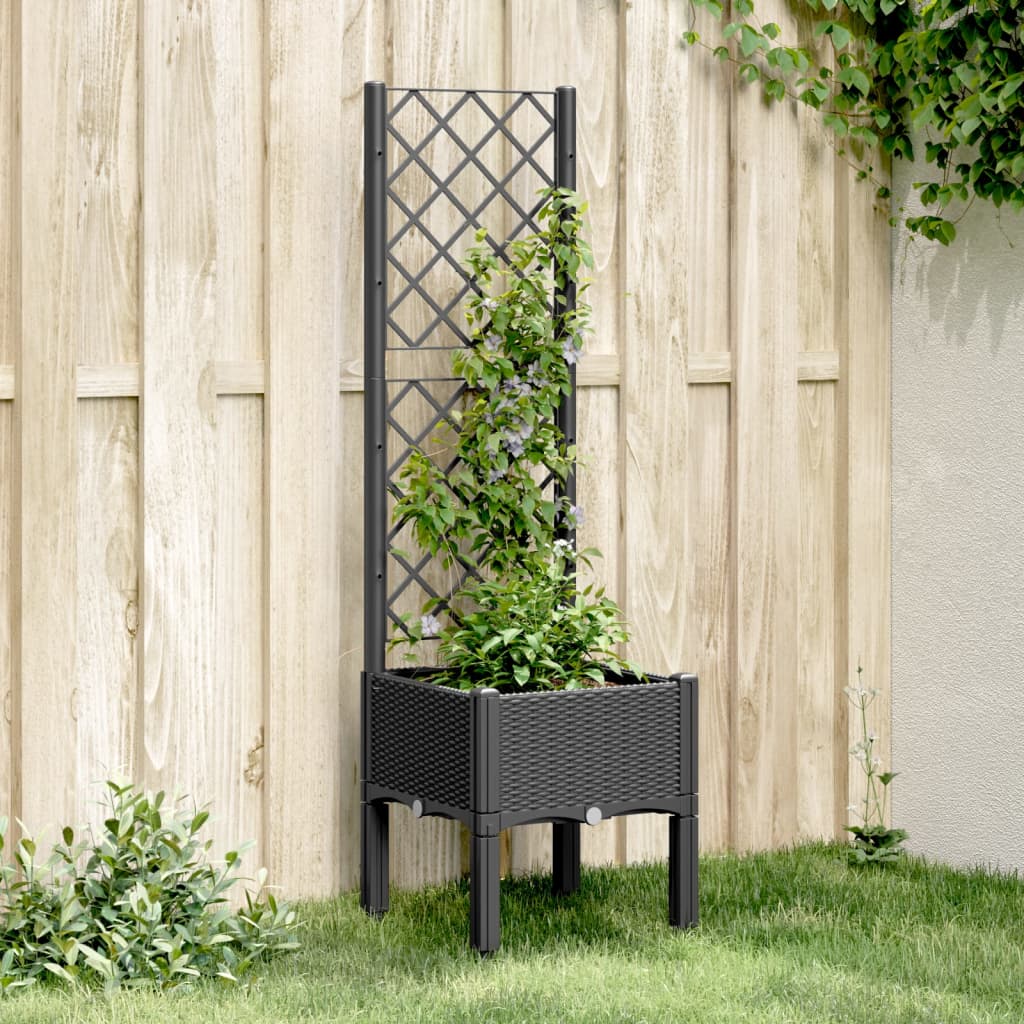 Vidaxx Pflanzgefäß mit Spalier 40x40x142 cm Polypropylen schwarz