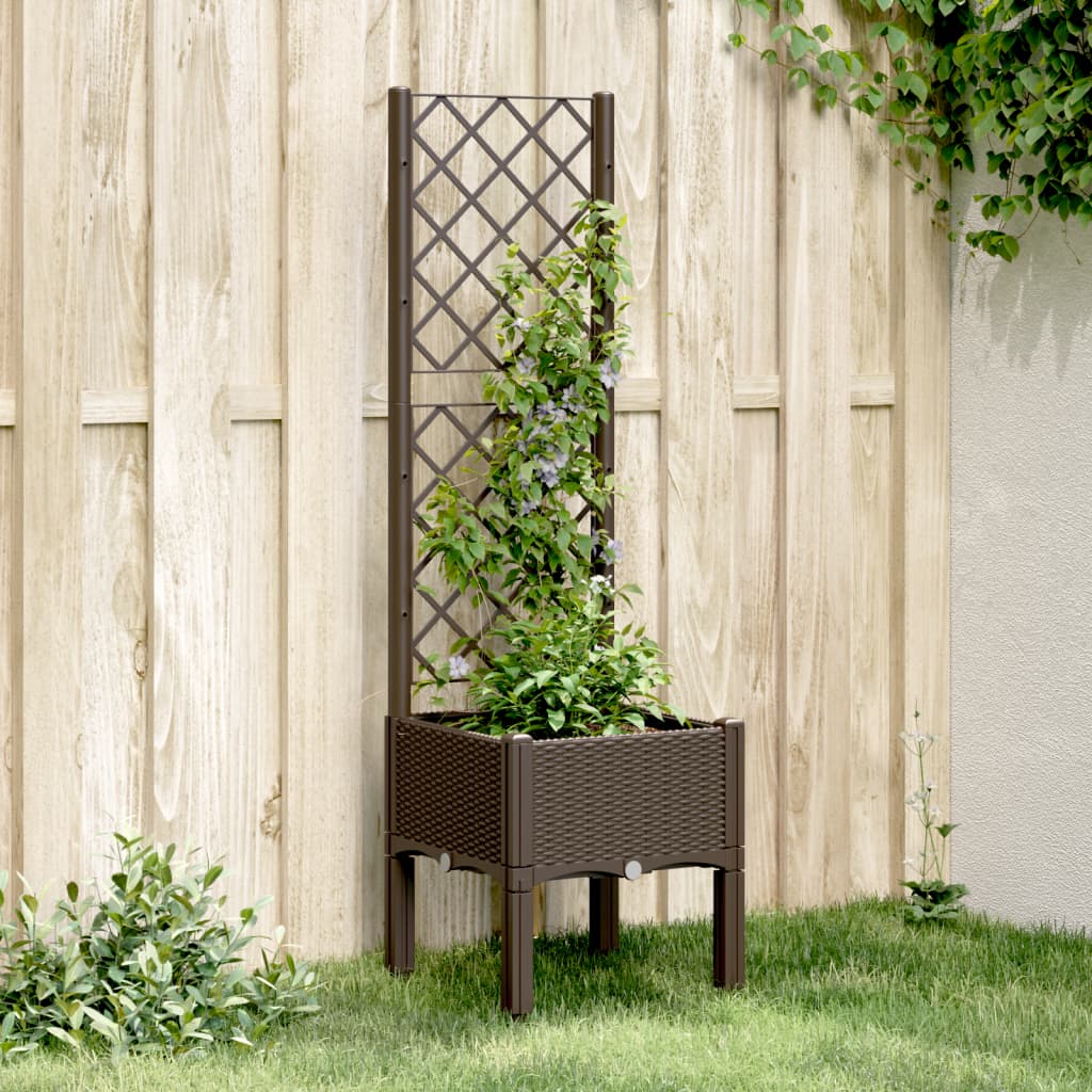 Vidaxx Pflanzgefäß mit Spalier 40x40x142 cm Polypropylen braun