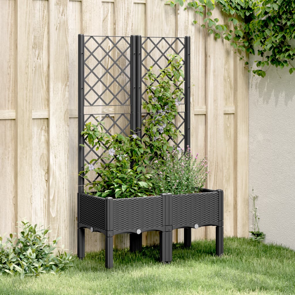 Vidaxx Pflanzgefäß mit Spalier 80x40x142 cm Polypropylen schwarz