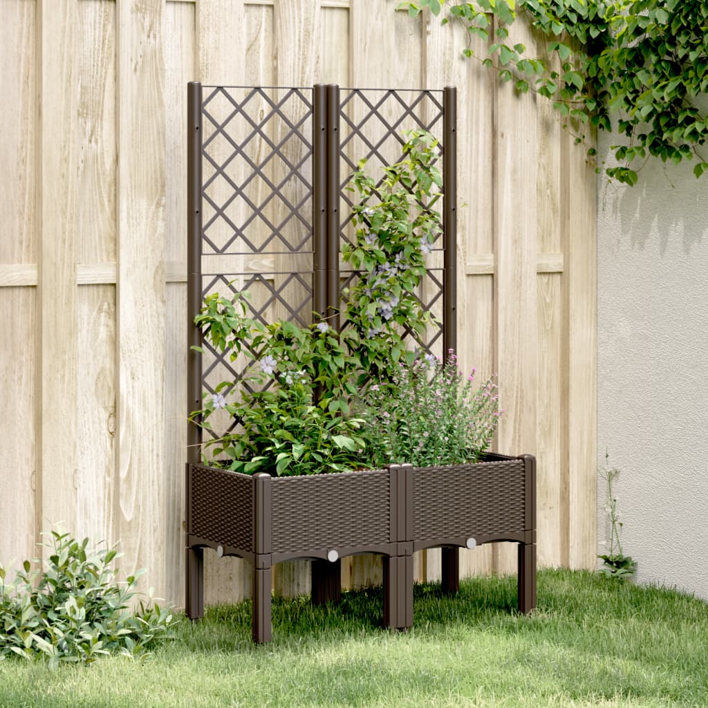 Vidaxx Pflanzgefäß mit Spalier 80x40x142 cm Polypropylen braun