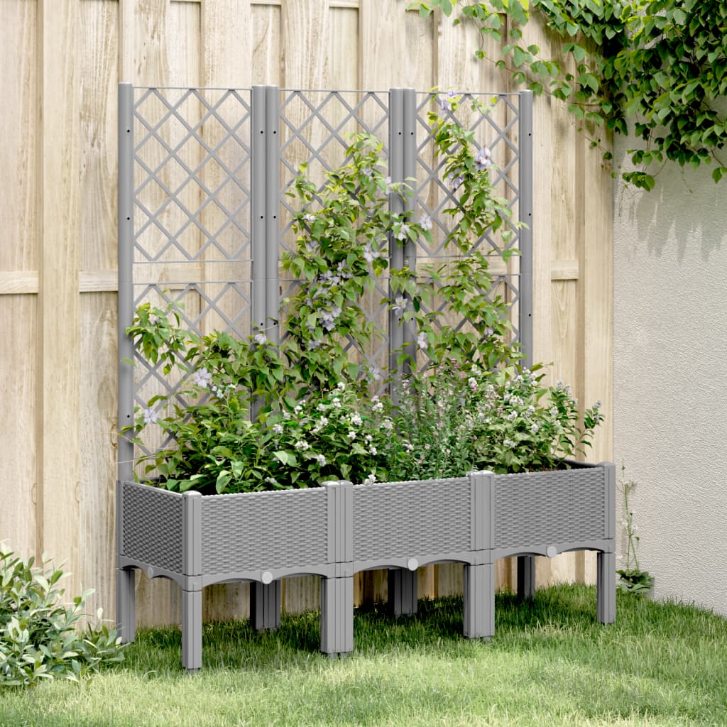 Vidaxx Pflanzgefäß mit Spalier 120x40x142 cm Polypropylen hellgrau