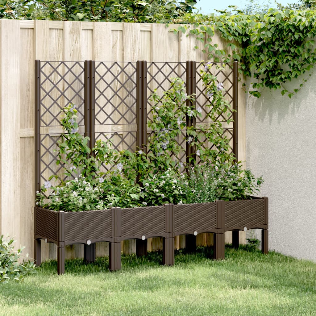 Vidaxx Pflanzgefäß mit Spalier 160x40x142 cm Polypropylen braun