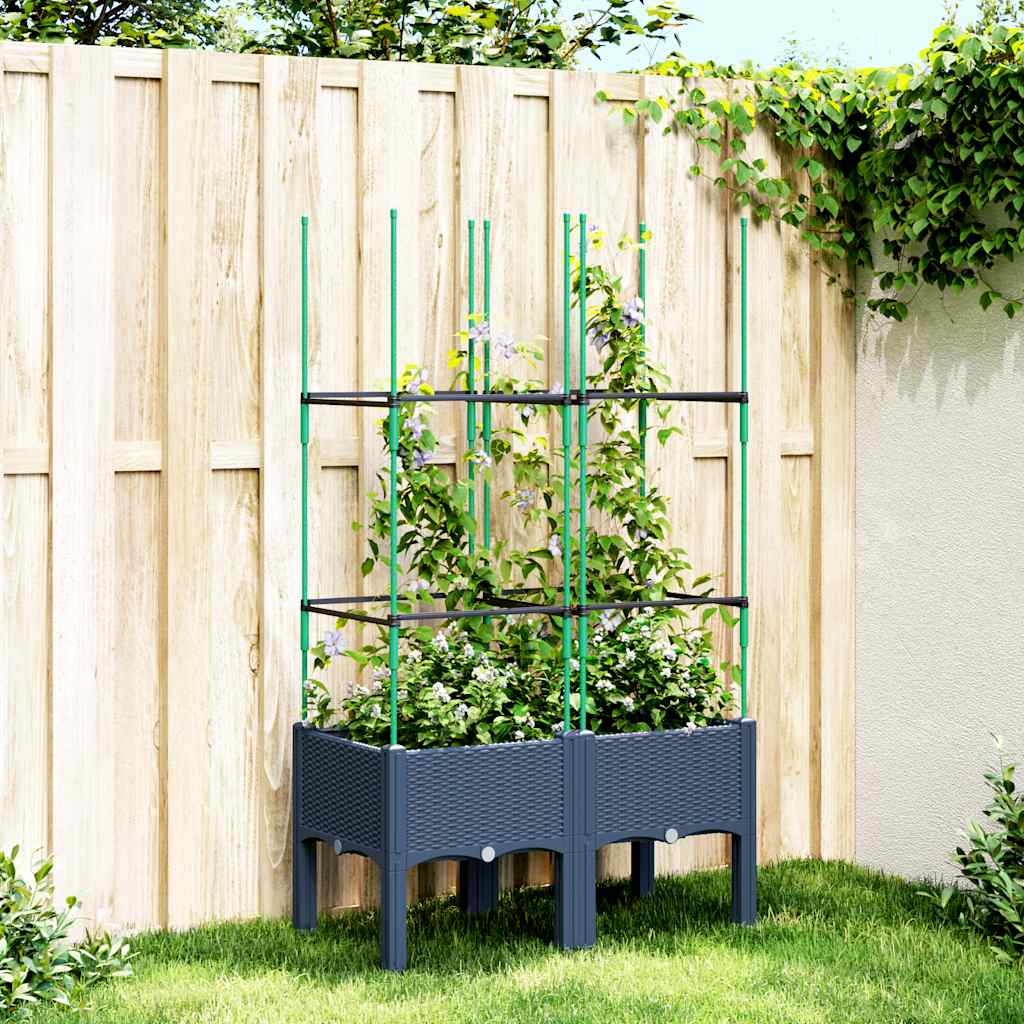 Vidaxx Pflanzgefäß mit Spalier 80x40x142,5 cm Polypropylen grau