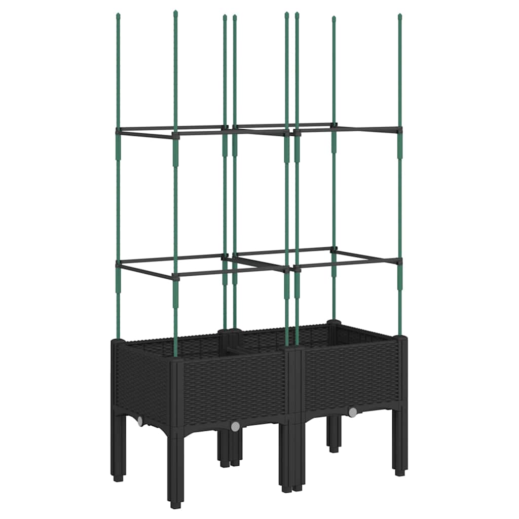 Vidaxx Pflanzgefäß mit Spalier 80x40x142,5 cm Polypropylen schwarz