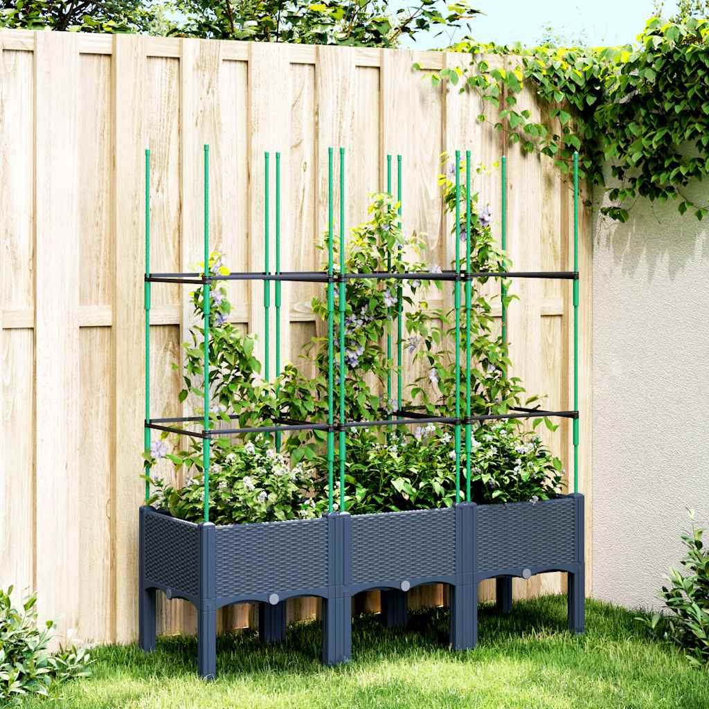 Vidaxx Pflanzgefäß mit Spalier 120x40x142,5 cm Polypropylen grau