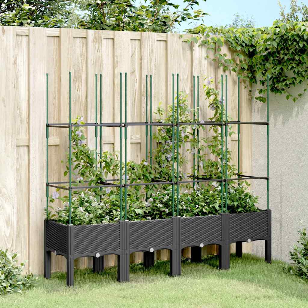 Vidaxx Pflanzgefäß mit Spalier 160x40x142,5 cm Polypropylen schwarz