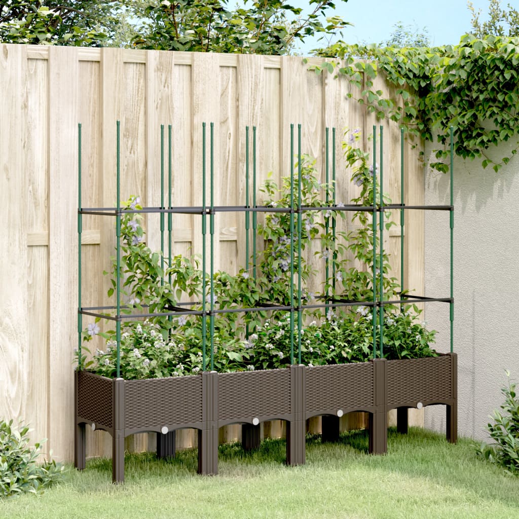 Vidaxx Pflanzgefäß mit Spalier 160x40x142,5 cm Polypropylen braun