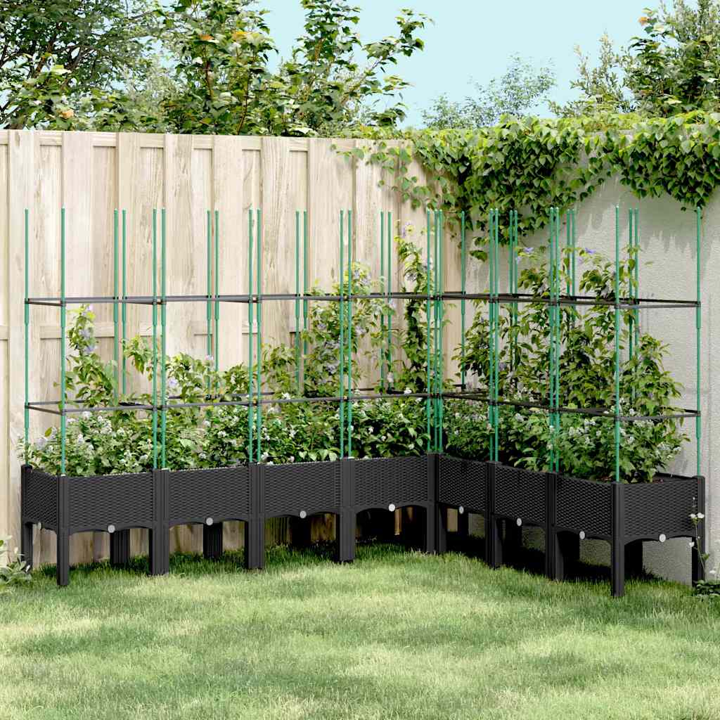 Vidaxx Pflanzgefäß mit Spalier 200x160x142,5 cm Polypropylen schwarz