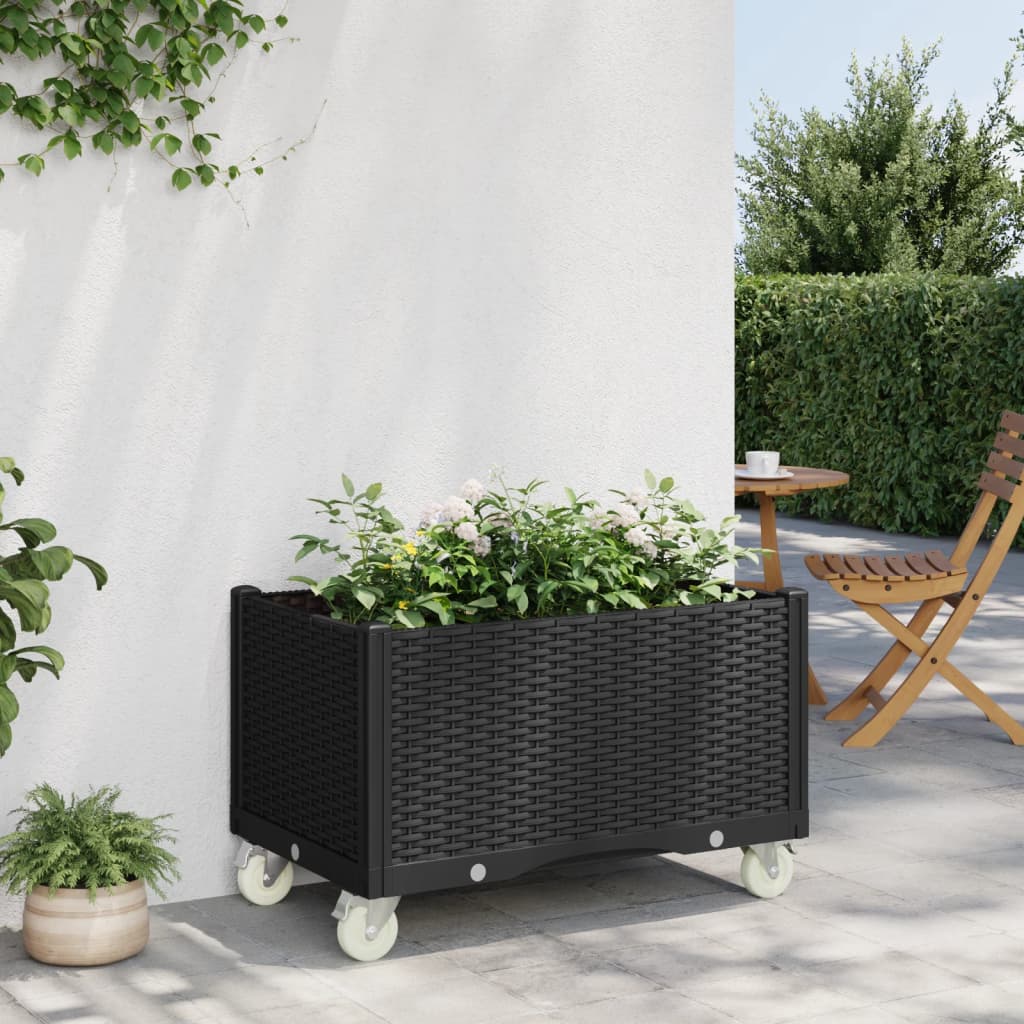 Vidaxx Pflanzgefäß mit Rädern 80x50x54 cm Polypropylen schwarz