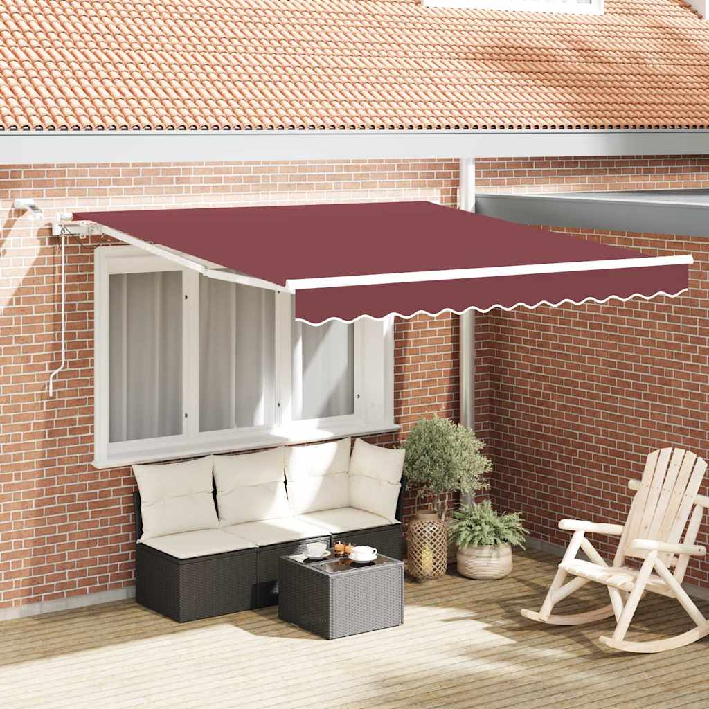 Vidaxl luifel automatisch uittrekbaar met led 300x250 cm bordeauxrood