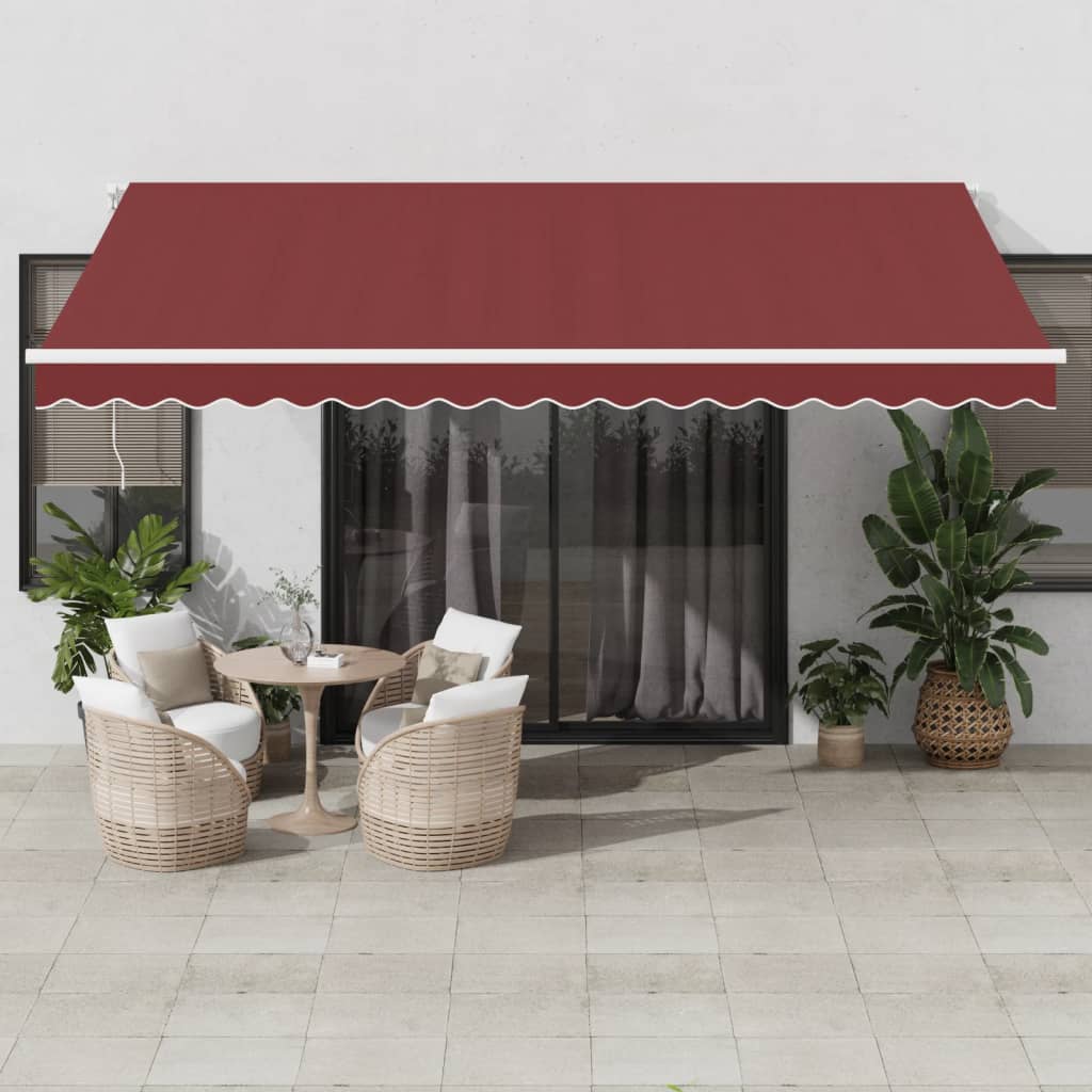 VidaXL Markise automatisch ausziehbar mit LED 450x350 cm burgunderrot