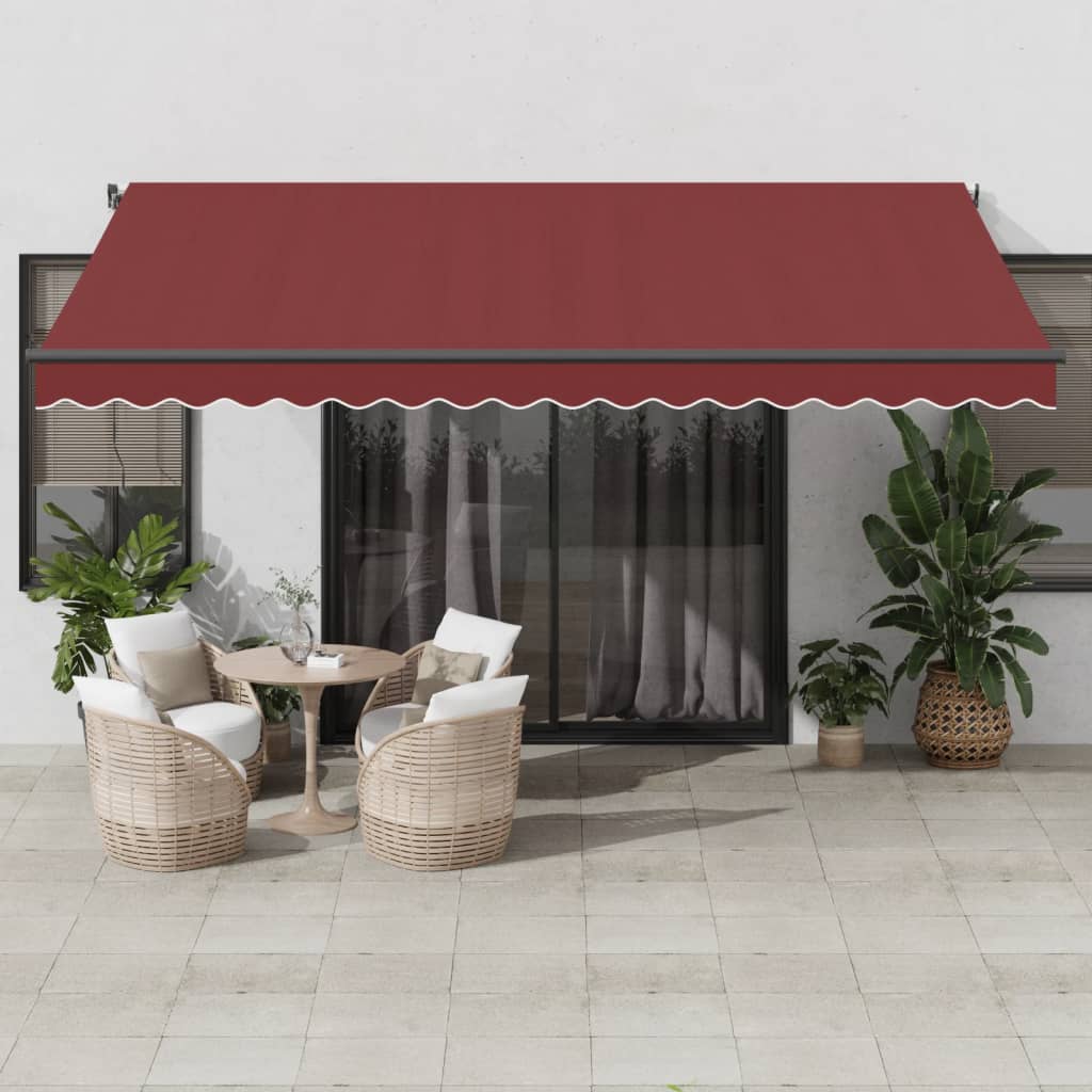 VidaXL Markise manuell ausziehbar mit LEDs 450x350 cm burgunderrot