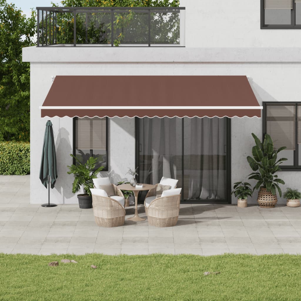 VidaXL Markise manuell ausziehbar mit LED 500x350 cm braun