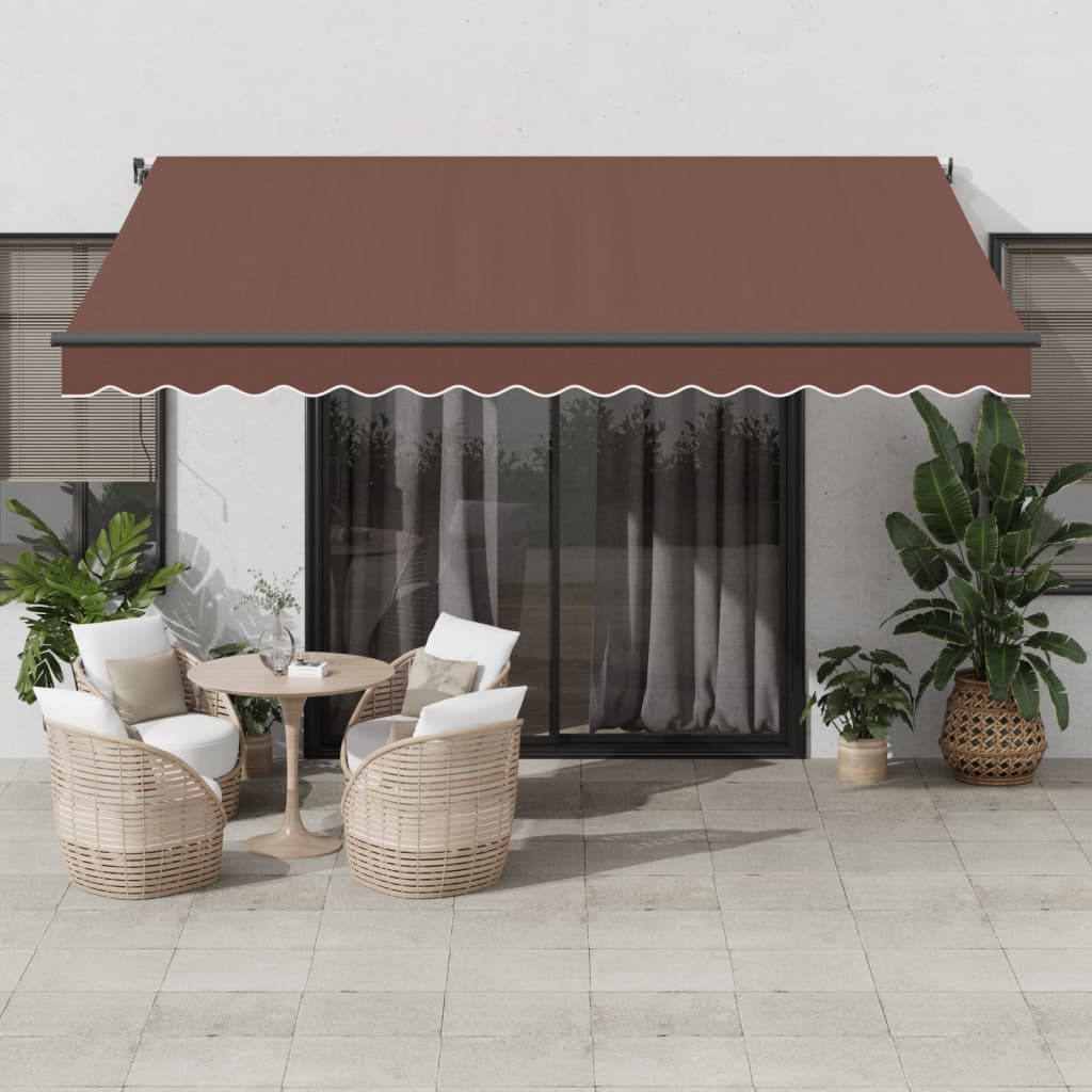 VidaXL Markise manuell ausziehbar mit LEDs 400x350 cm braun