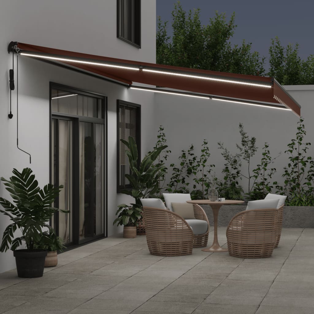 VidaXL Markise automatisch ausziehbar mit LEDs 600x350 cm braun