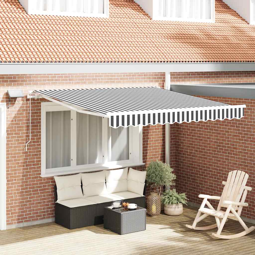 Vidaxl luifel handmatig uittrekbaar en led 300x250 cm antraciet en wit