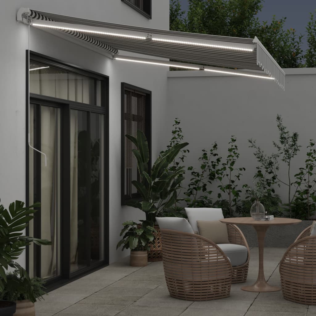 Vidaxl luifel handmatig uittrekbaar en led 350x250 cm antraciet en wit