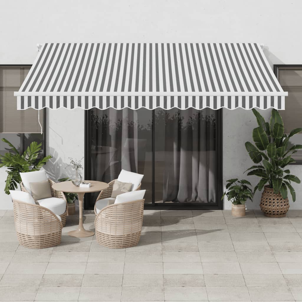 VidaXL Markise manuell ausziehbar und LED 400x300 cm Anthrazit und Weiß