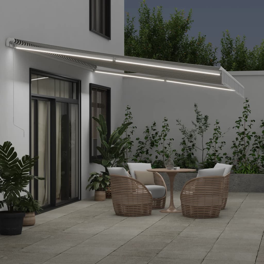 VidaXL Markise manuell ausziehbar und LED 500x300 cm Anthrazit und Weiß