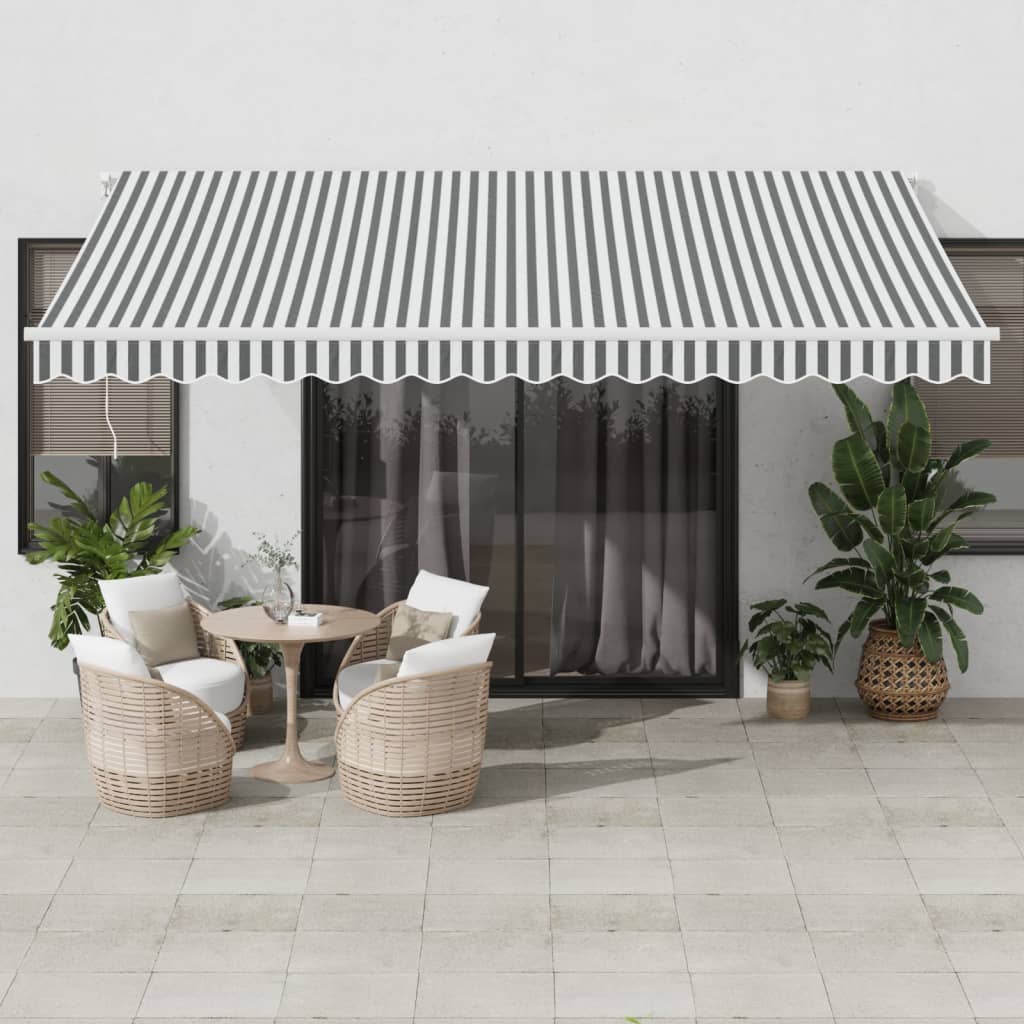 VidaXL Markise manuell ausziehbar und LED 450x350 cm Anthrazit und Weiß