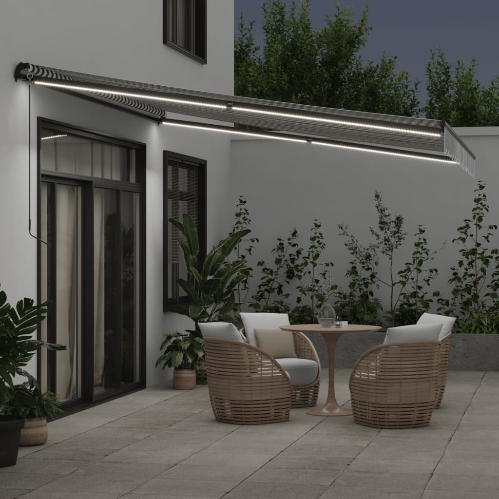VidaXL Markise manuell ausziehbar und LED 400x350 cm Anthrazit und Weiß