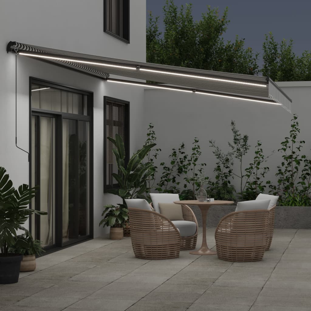 VidaXL Markise manuell ausziehbar und LED 450x350 cm Anthrazit und Weiß