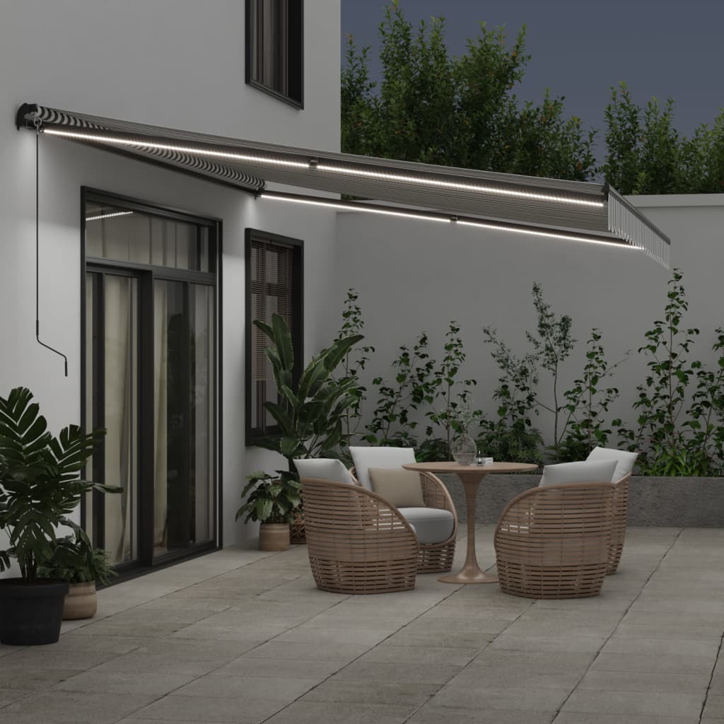 VidaXL Markise manuell ausziehbar und LED 500x350 cm Anthrazit und Weiß