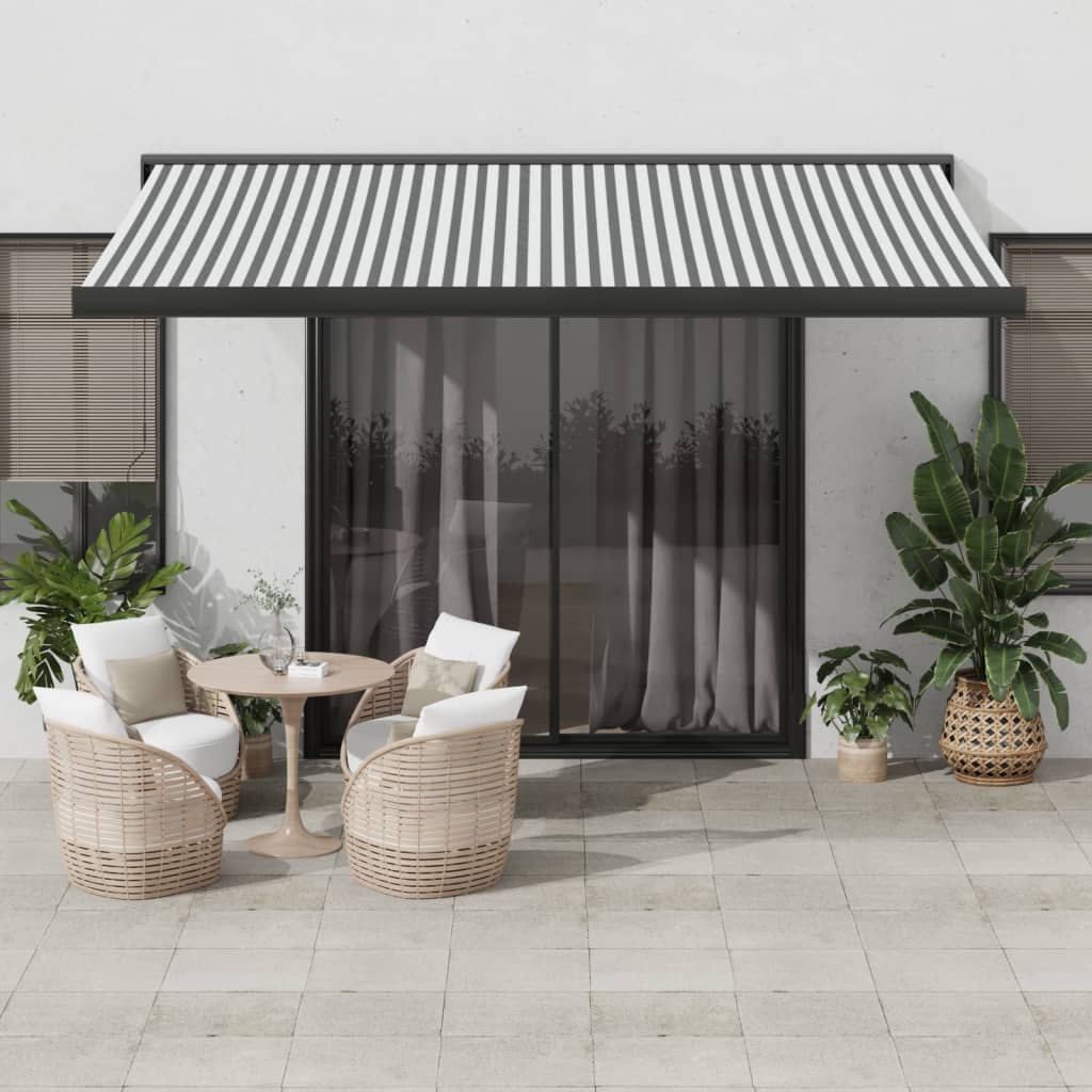 VidaXL Ausziehbare Markise 4x3 m Stoff und Aluminium Anthrazit und Weiß