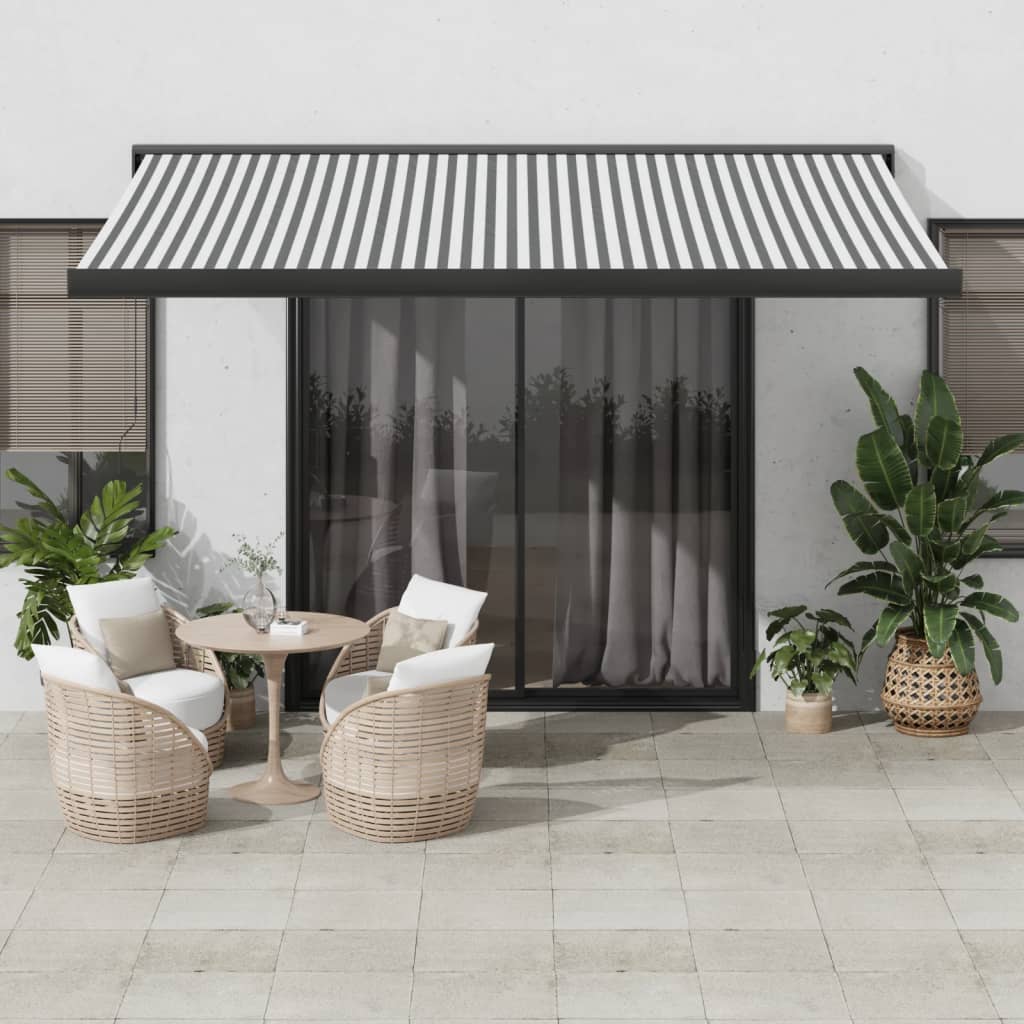 VidaXL Ausziehbare Markise 4,5x3 m Stoff und Aluminium Anthrazit und Weiß