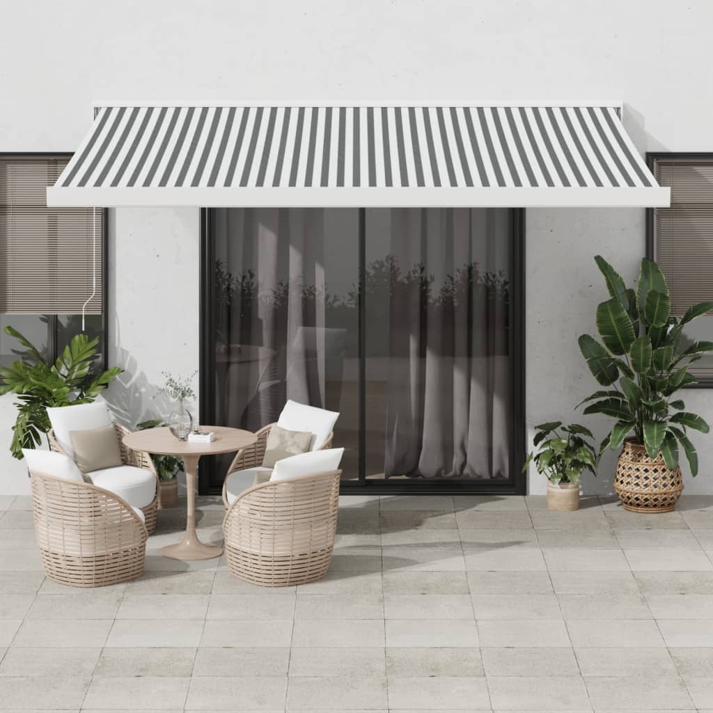 VidaXL Ausziehbare Markise 4,5x3 m Stoff und Aluminium Anthrazit und Weiß