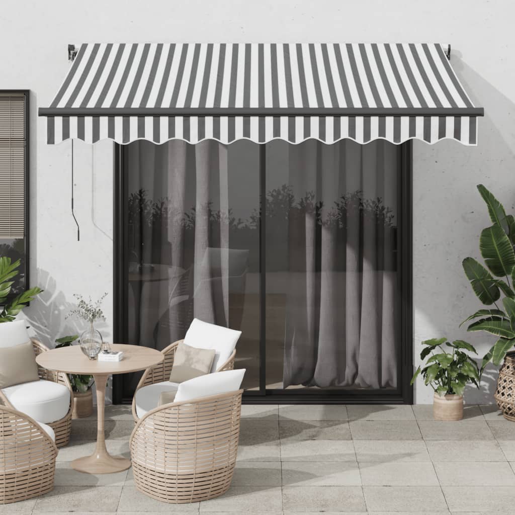 VidaXL Markise manuell ausziehbar und LED 300x250 cm Anthrazit und Weiß