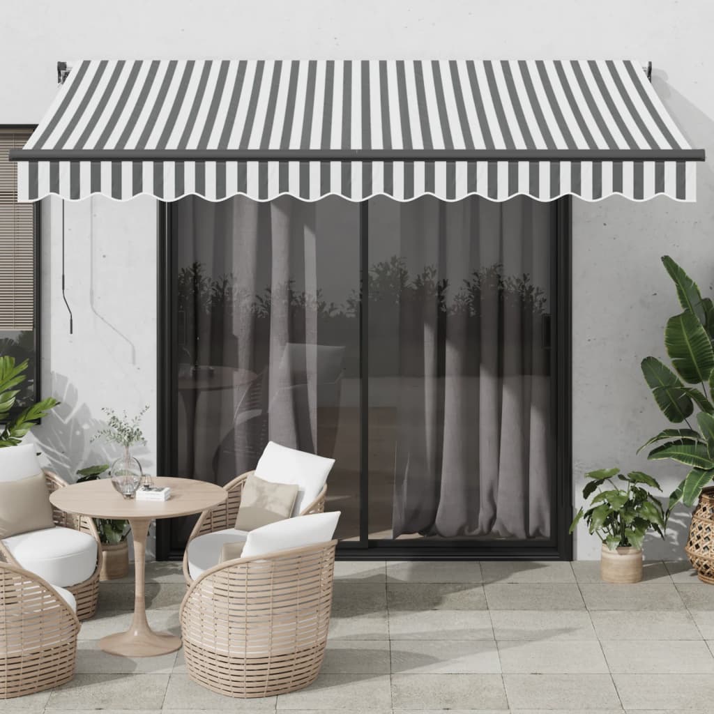 VidaXL Markise manuell ausziehbar und LED 350x250 cm Anthrazit und Weiß