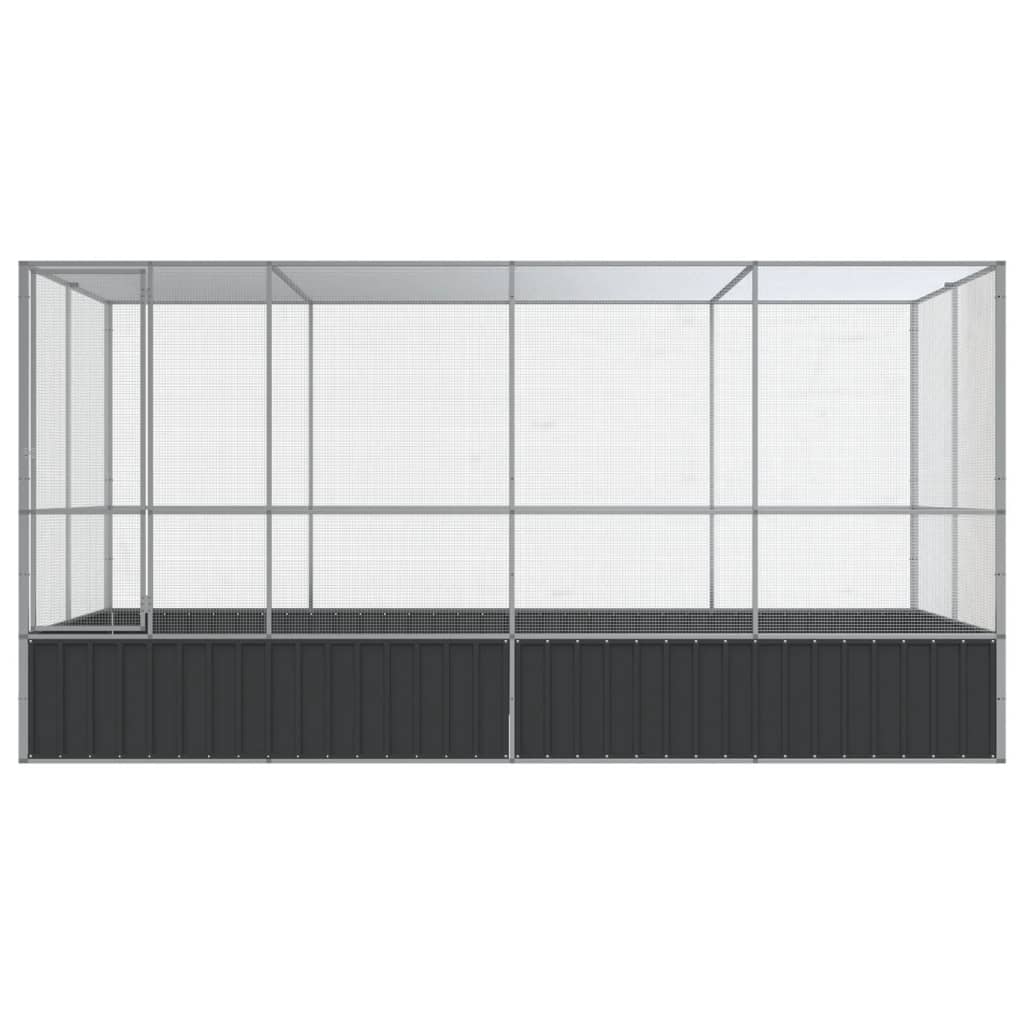 VidaXL Voliere mit Anbau 418x207x212 m Stahl Silber