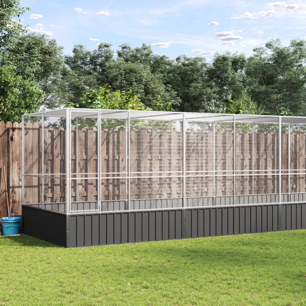 VidaXL Voliere mit Anbau 625x207x212 m Stahl Silber