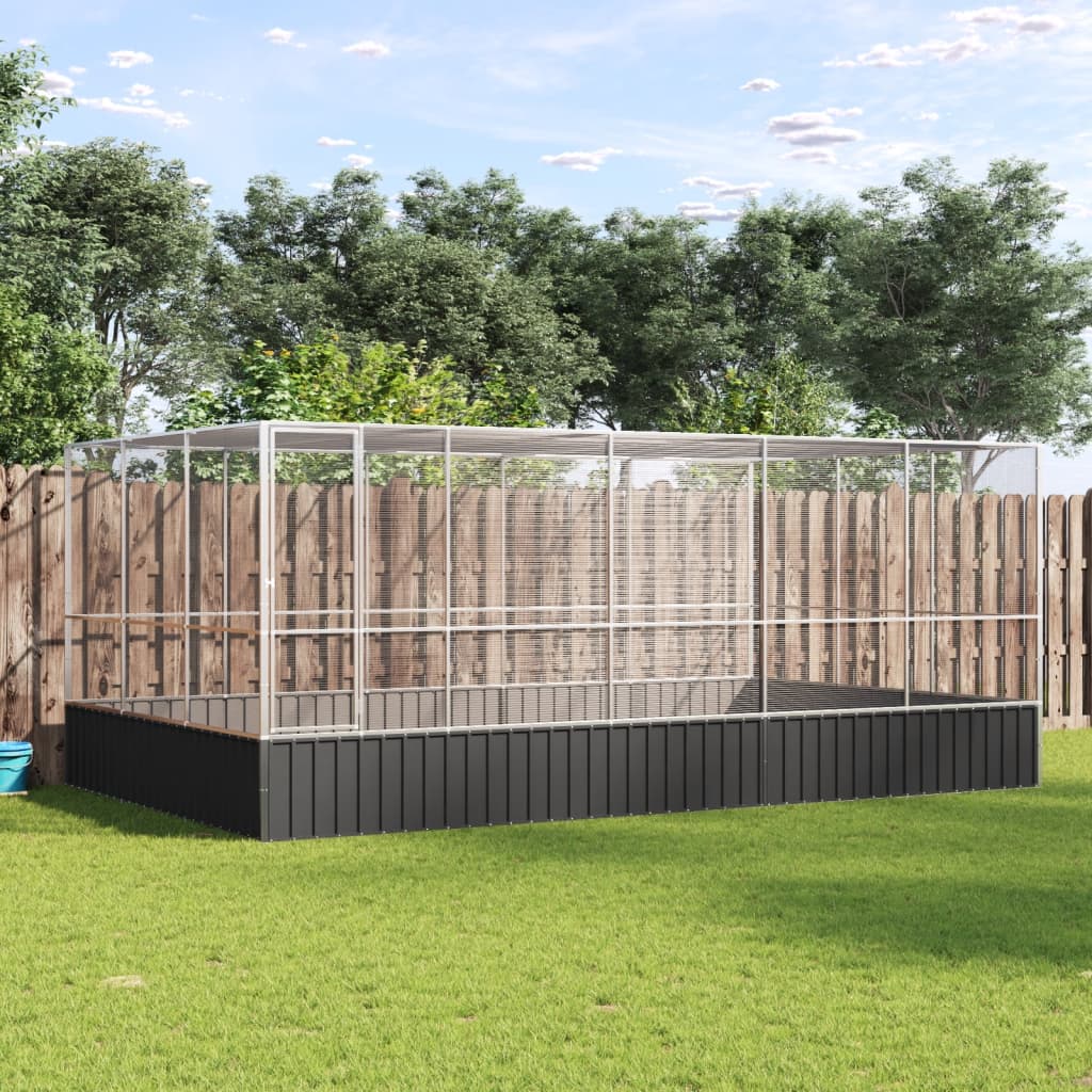 VidaXL Voliere mit Anbau 518x307x212 m Stahl Silber