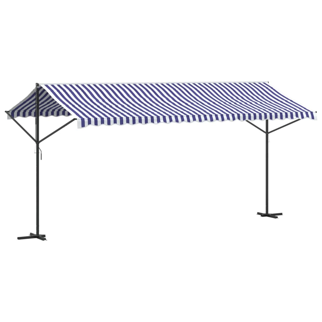 VidaXL Markise freistehend 500x300 cm Stoff und Stahl blau und weiß