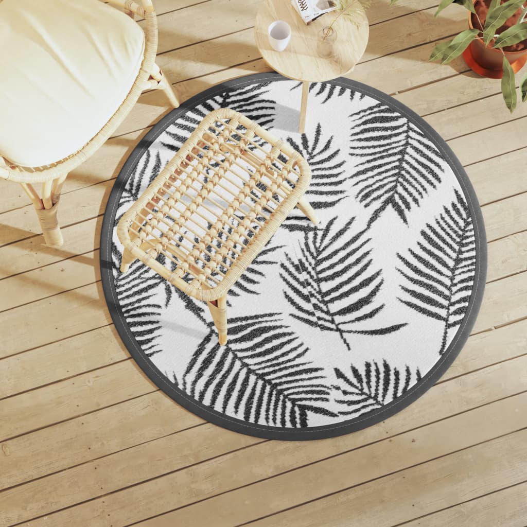 Vidaxx Outdoor-Teppich Arakil ø 120 cm Polypropylen weiß und schwarz