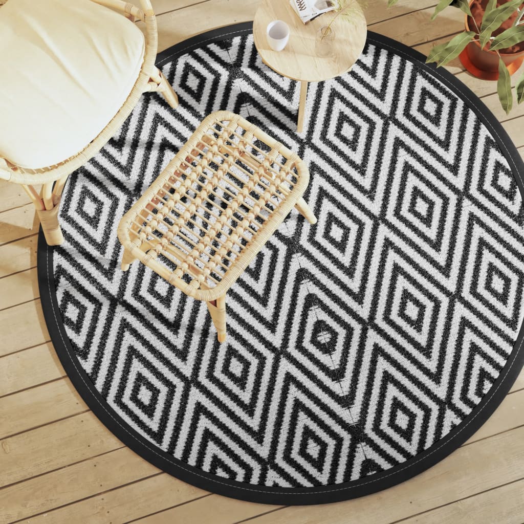 Vidaxx Outdoor-Teppich Arakil ø160 cm Polypropylen weiß und schwarz