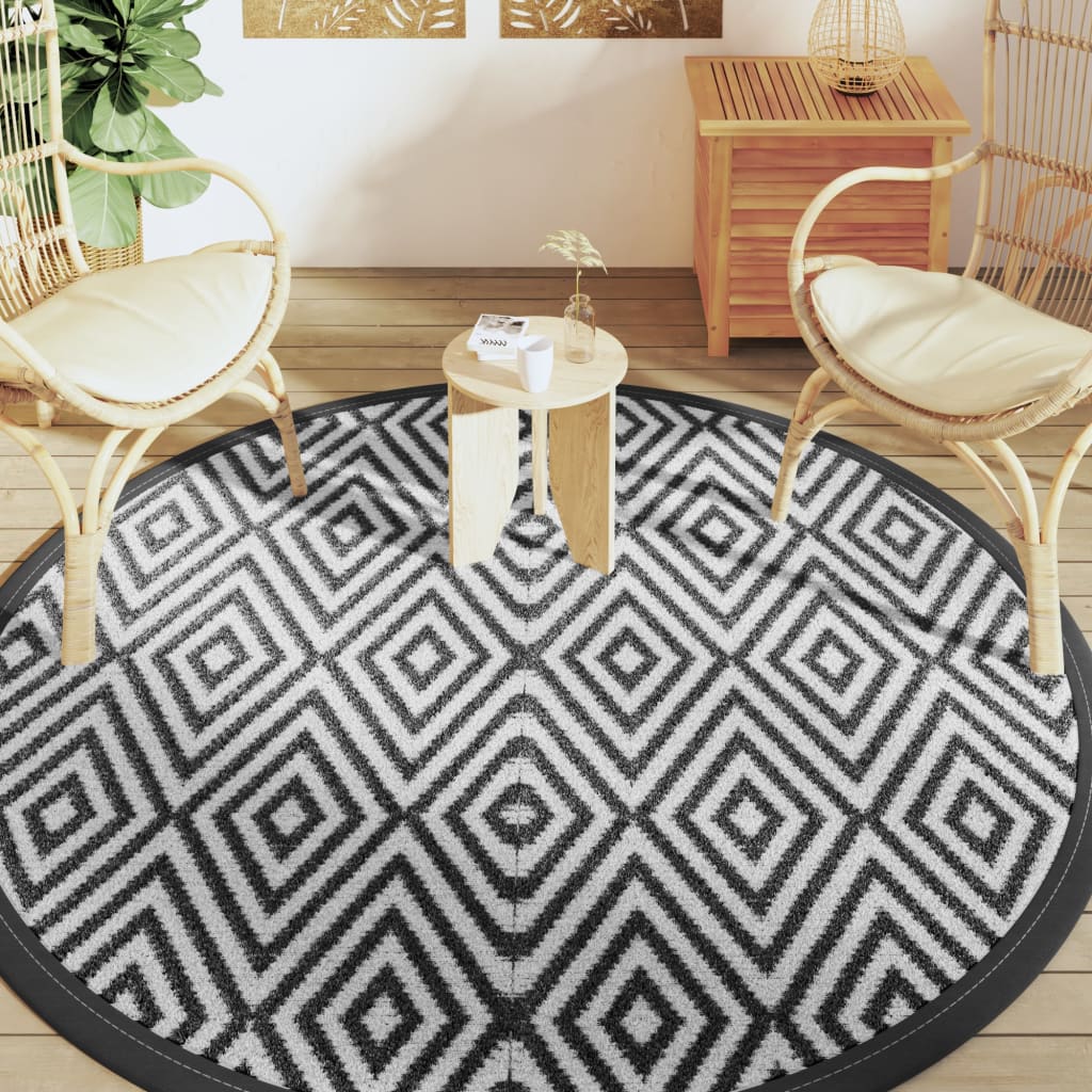 Vidaxx Outdoor-Teppich Arakil ø200 cm Polypropylen weiß und schwarz