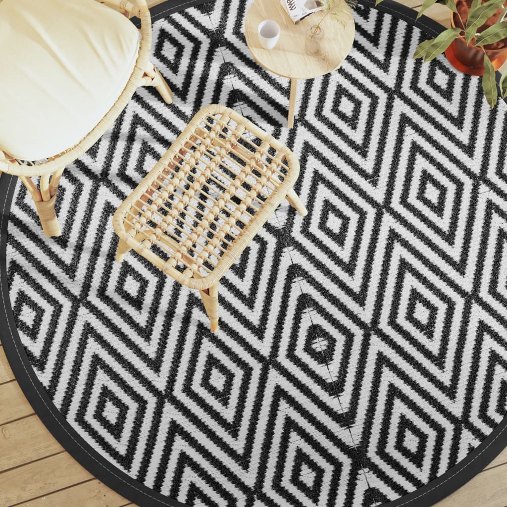 Vidaxx Outdoor-Teppich Arakil ø200 cm Polypropylen weiß und schwarz