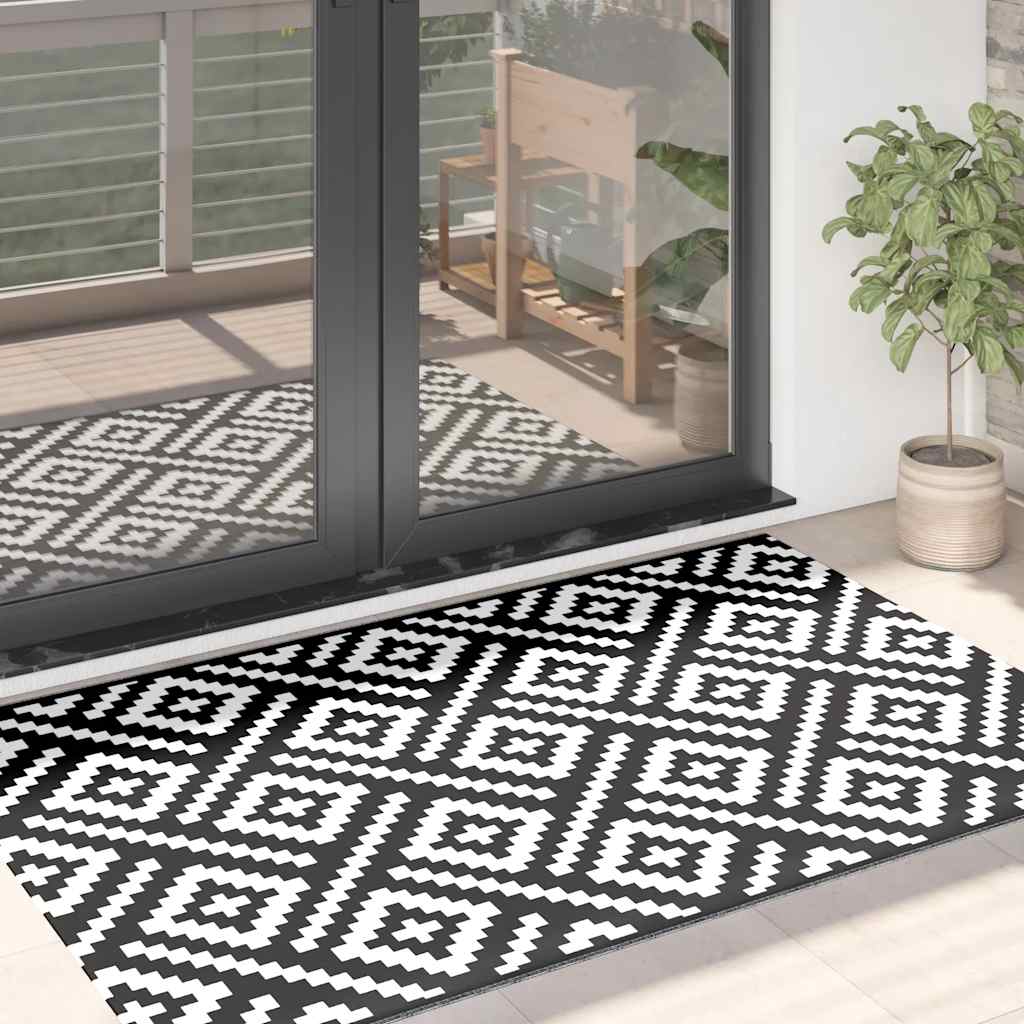Vidaxl buitenkleed arakil 120x180 cm pp wit en zwart