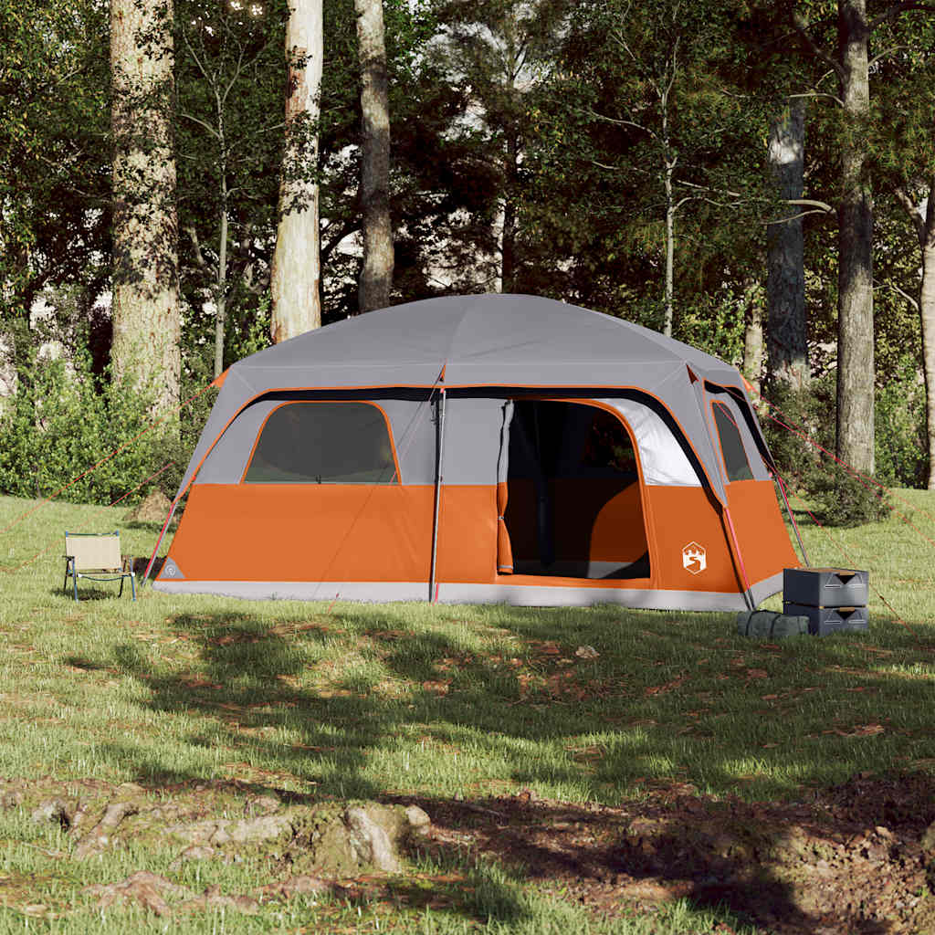 VidaXL Familienzelt 10 Personen wasserdicht Grau und Orange