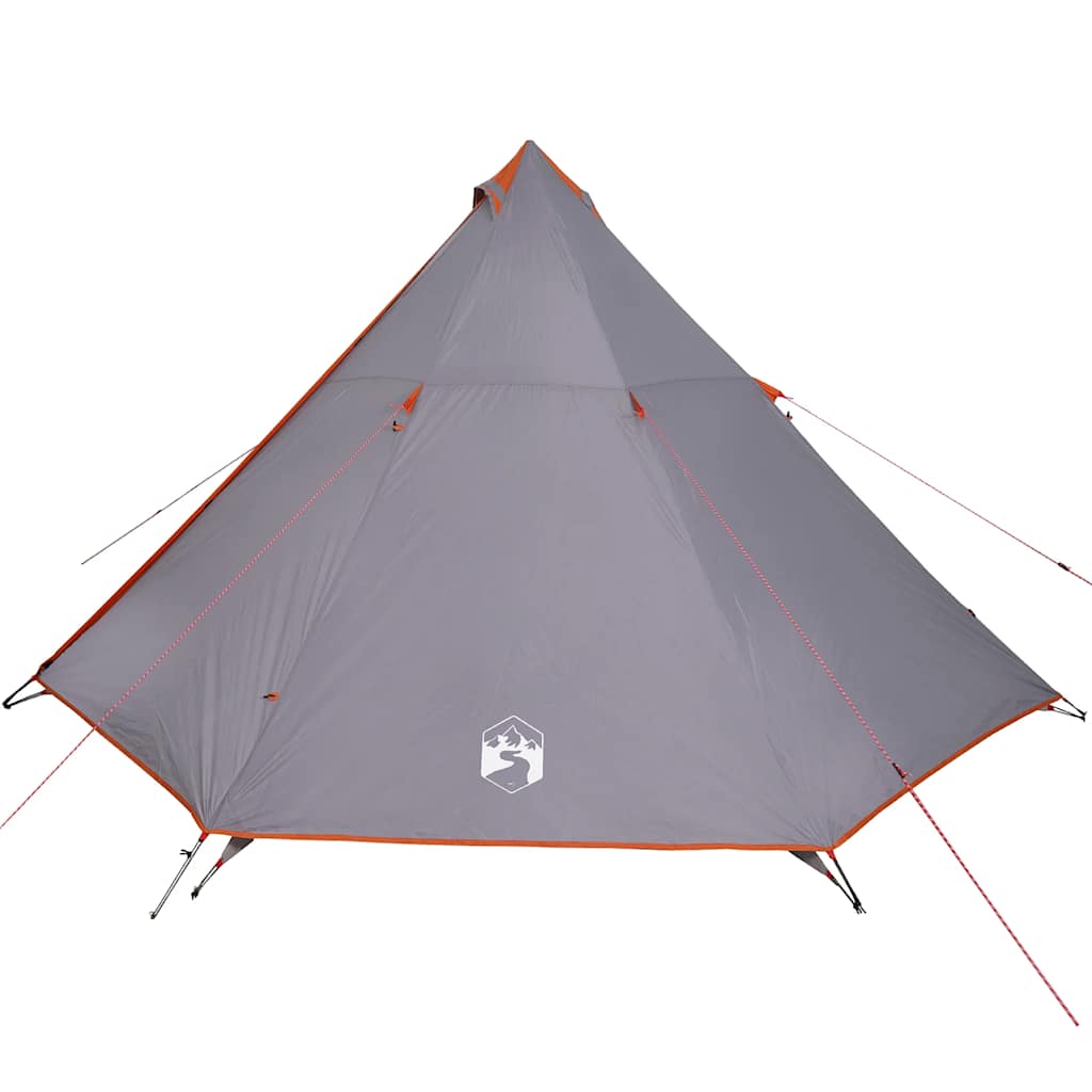 Vidaxl Tipi-Zelt für Familie 8 Personen, wasserdicht, Grau und Orange