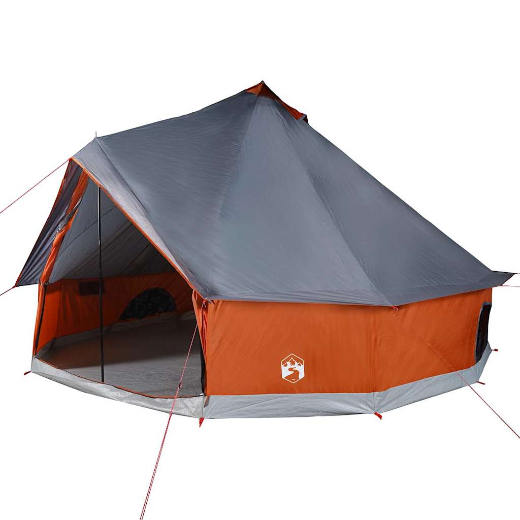 Vidaxl Tipi-Zelt für Familie 12 Personen, wasserdicht, Grau und Orange