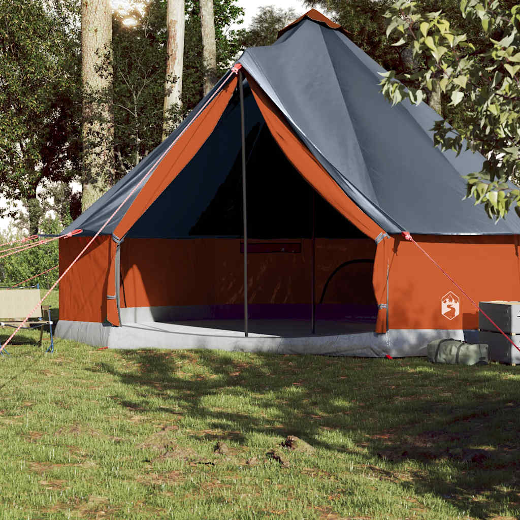 Vidaxl Tipi-Zelt für Familie 10 Personen, wasserdicht, Grau und Orange