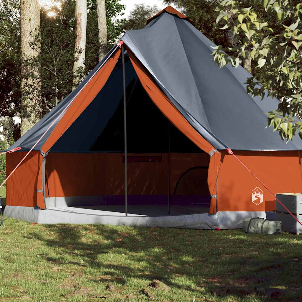 Vidaxl Tipi-Zelt für Familie 10 Personen, wasserdicht, Grau und Orange