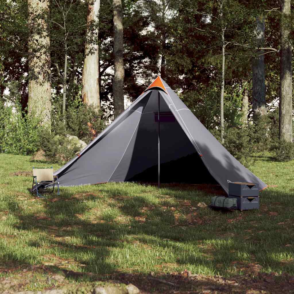 Vidaxl Tipi-Zelt für Familie 7 Personen, wasserdicht, Grau und Orange