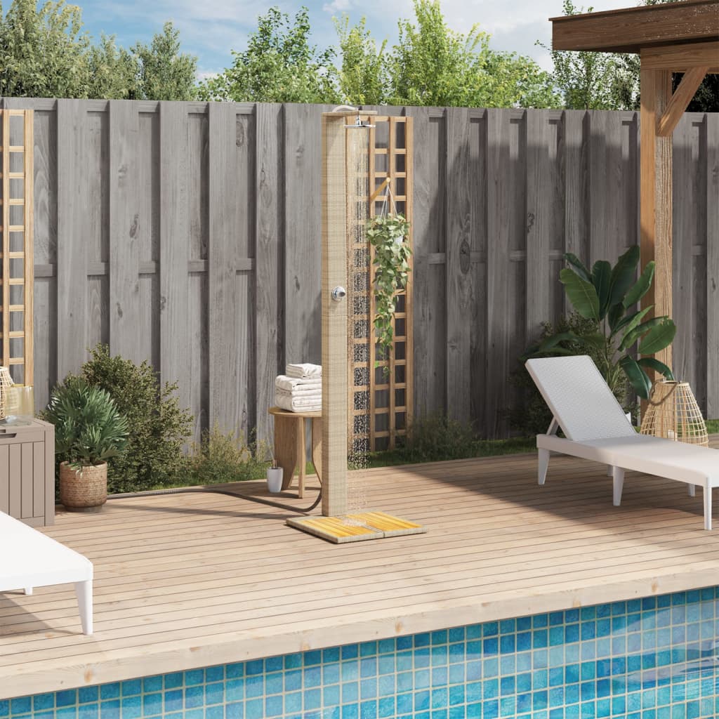 Vidaxx Außendusche 50x55x224 cm Polyrattan und Akazienholz beige